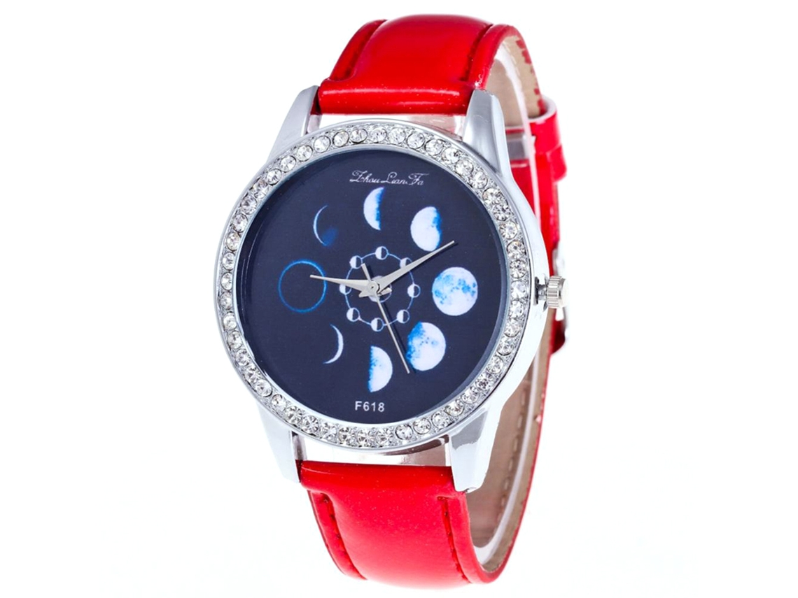 Relógio de negócios Zhoulian Fa com pulseira de couro, cristal, analógico, quartzo, redondo 03
