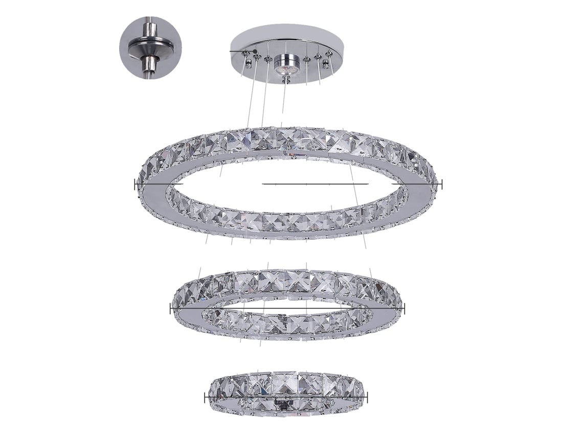 Lustre De Cristal, Altura Ajustável, Funcionalidade De Controle Remoto, 20 30 40cm Prateado, Com Controle Remoto Oem