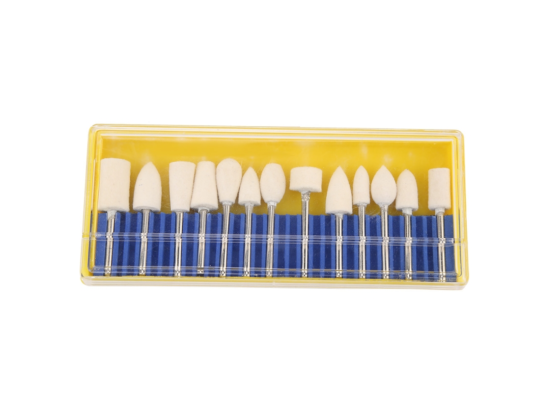 Kit De 13 Peças De Cabezales De Lã Para Polir E Lixar Com Cabo De 3mm Para Ferramenta Rotatória (3mm Haste)