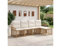 Vidaxl Conjunto De Sofás Para Exterior 5 Pcs Natural E Branco Creme