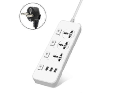 Régua De Energia Eua/ue 5v 2.1a Com Proteção Contra Surtos, 3 Tomadas E 3 Portas Usb Olysi Shop