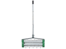 Aerador Gramado Cabo Ajustável Escarificador Rolo Pontas Verde Prata 139x44x15cm