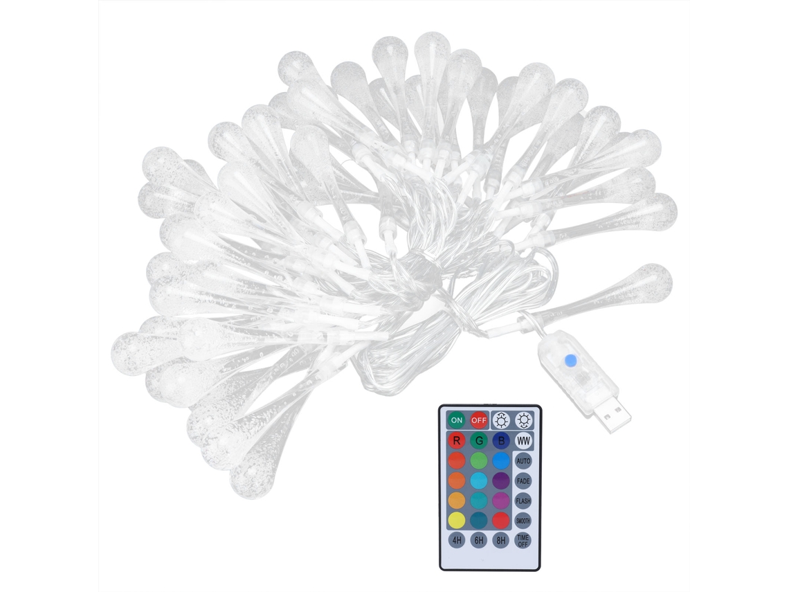 2026 luz de Cadena 50led Ip45 16 Colores Usb Con Control Remoto Gotas para Patio Y Jardín Exterior