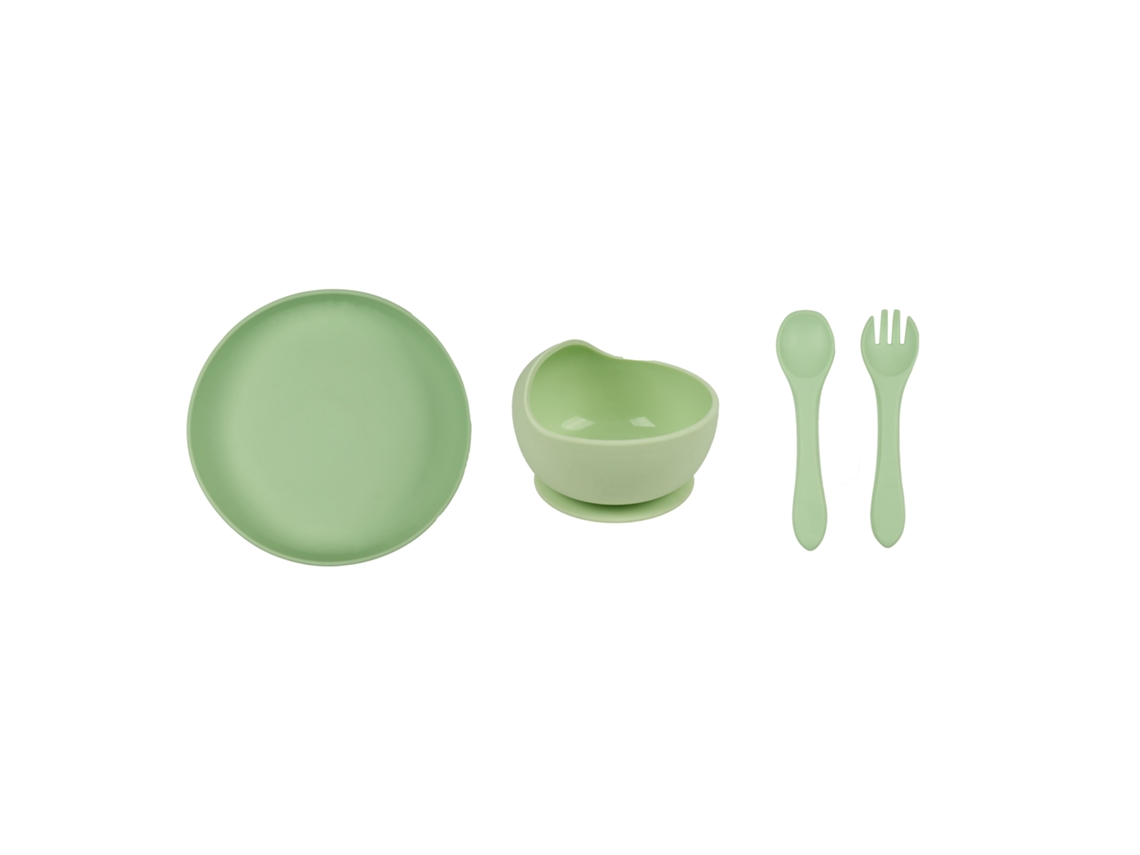 Set De Refeição Silicone Verde Baby Wells