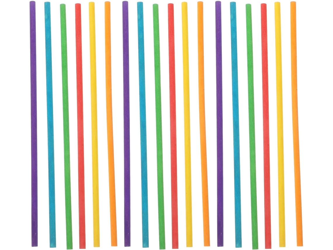 100 Palitos De Madeira Redondos E Coloridos Para Meninos E Meninas