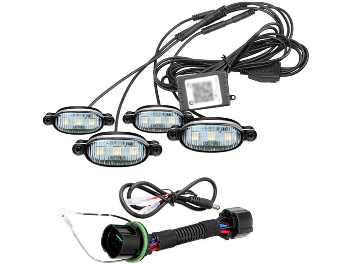 Luz De Posição Dianteira Riloer, Lente Fumê, Led Rgb, 6 Cores, Com Chicote Elétrico, Compatível Com Ford F150, F250 E