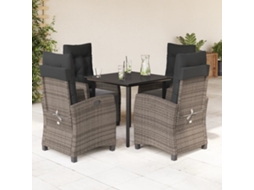 Conjunto 5 Peças Jantar P/ Jardim C/ Almofadões Vime Pe Cinza Dkd Home Decor