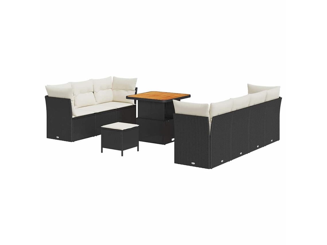 Maison Exclusive - Conjunto De Sofá De Jardim Com Almofada 10 Pcs Preto E Creme
