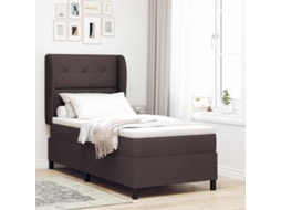 Vidaxl Cama Box Com Cabeceira Castanho Escuro 80 X 200 Cm Tecido