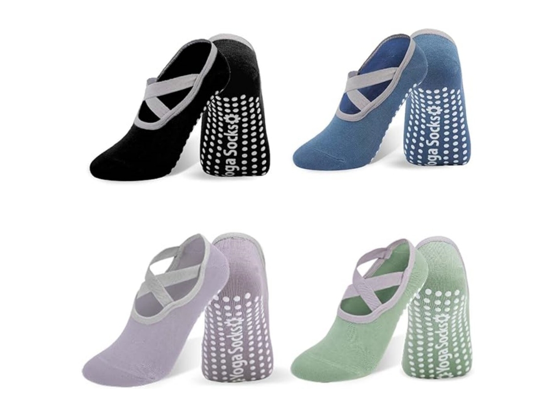 Conjunto de 4 Meias de Ioga Femininas Antiderrapantes AQUAFORGE