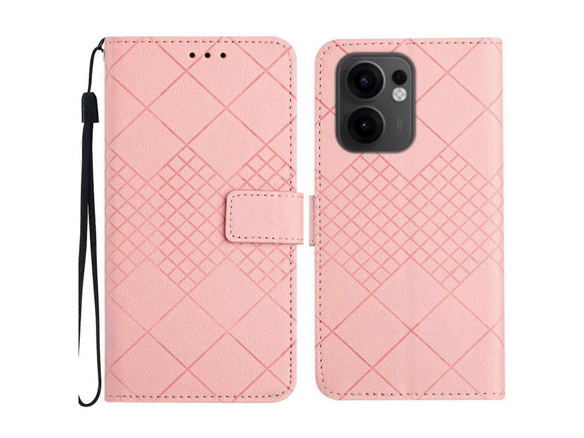 Capa De Couro Com Textura De Grade Rômbica Para Celular