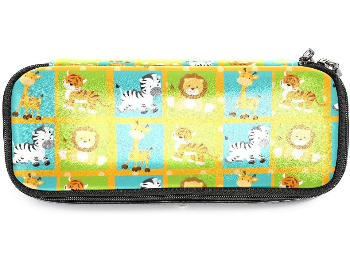 Esses lápis com estampas de animais africanos em estilo animado (leão, tigre, girafa, zebra) têm grande capacidade.