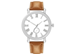 Relógio de Pulso Masculino de Quartzo Casual com Cinto de Couro Artificial Café Claro Branco