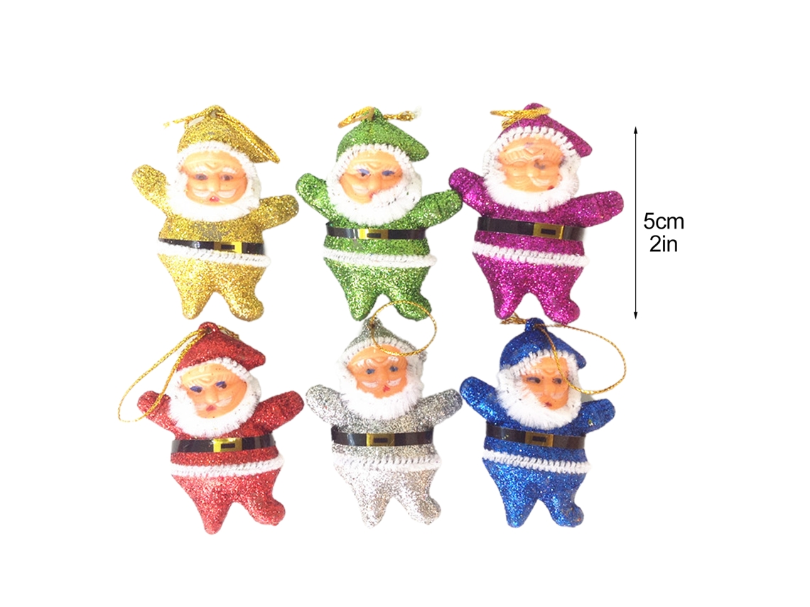 Laxiscreed Conjunto De 6 Enfeites Natalinos Com Boneco De Pai Natal De 5cm Para Árvores De Natal