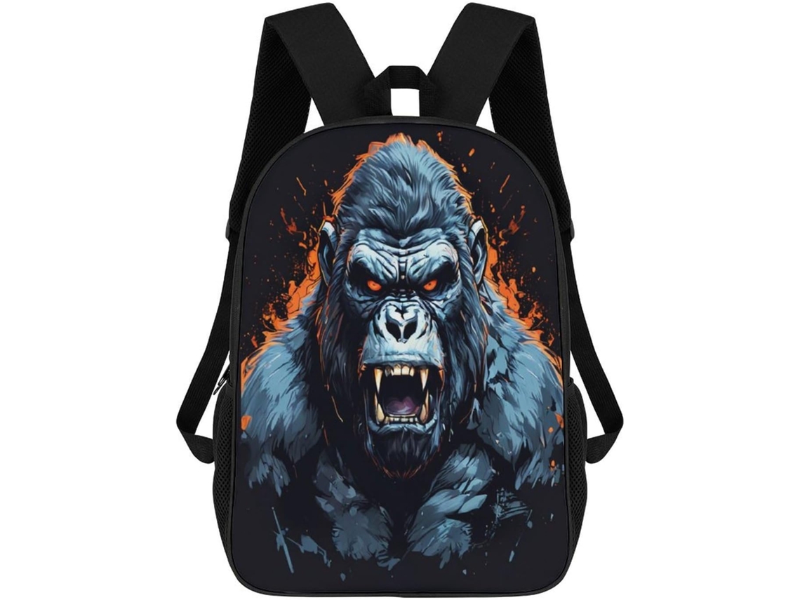 Mochila Infantil Com Estampa De Gorila, Bolsa Viagem Impermeável Para Estudantes, Escolar E Livros,