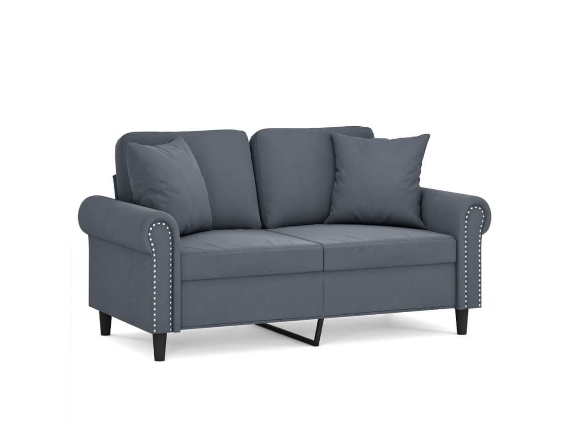 Maison Exclusive - Sofá 2 Lug. C/ Almofadas Decorativas 120 Cm Veludo Cinza-escuro