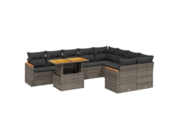 Conjunto de 10 Sofás de Jardim com Almofadões Vime Pe Cinzento MAISON EXCLUSIVE