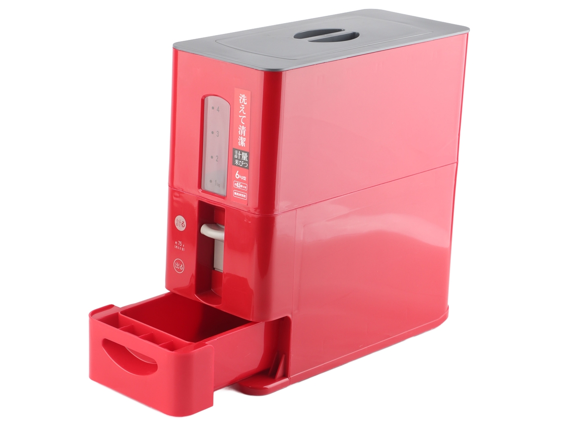 Dispensador de Arroz Transparente Com Balança Antipoeira Para Casa 13,4x5,9x13,8 Polegadas Vermelho