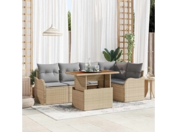 Vidaxl Conjunto De Sofá De Jardim 6 Unid. Bege Rattan Sintético