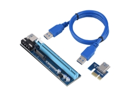 Adaptador De Cartão Riser Para Mineração Pci E 1x Para 16x Com Cabo Usb 3.0 Azul Luz Dourada