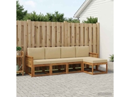 Vidaxl Conjunto De Sofás Para Exterior 5 Pcs Natural E Bege Poliéster