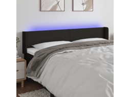Cabecero con luces LED, tela, 163x16x78/88 cm, negro