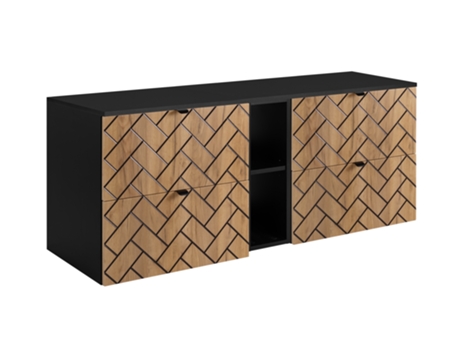 Móvel De Banheiro, Carvalho Craft Com Puxador Preto / Com Placa Superior, 140 X 57 X 46 Cm 3xe Living