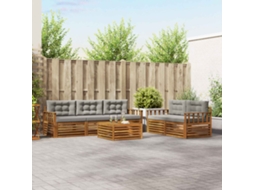 Vidaxl Conjunto De Sofás Para Exterior 6 Unid. Cinza Natural E Claro