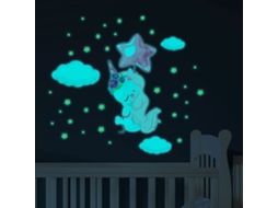 Autocolante de Parede AMBIANCE STICKER Licorne Envolé + 110 Étoiles  (40 x 30 cm)