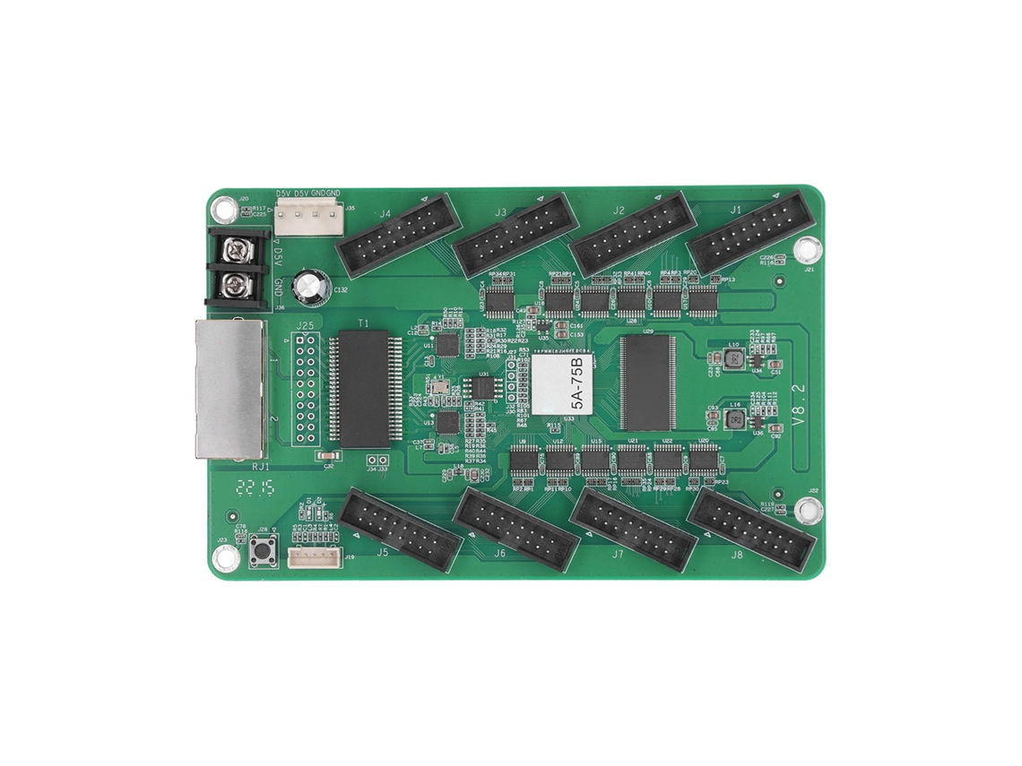 Tarjeta receptora 5A 75B para painel de LED colorido, controle síncrono, DC3.3-6V
