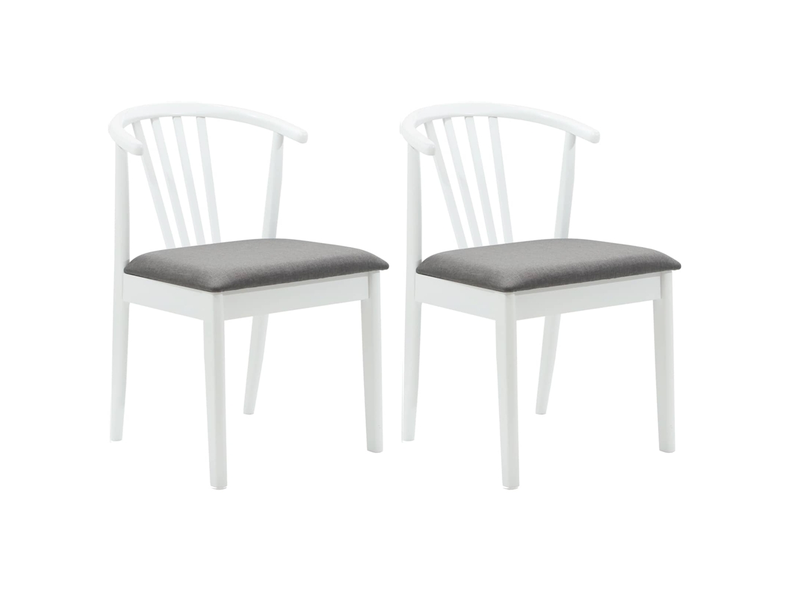 Conjunto 2 Cadeira Vintage Vidaxl Branco Madeira De Seringueira Maciça (51 X 61 X 80,5 Cm)