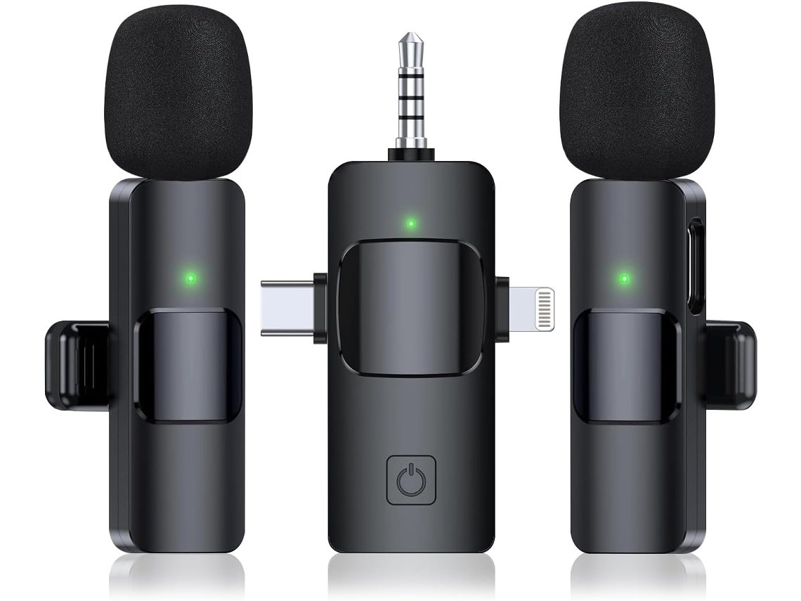 Microfone De Lapela Sem Fio 3 Em 1, Modelo Mais Recente 2025, Para Iphone, Android E Câmera, Minimicrofone Usb C Com Redução Ruído Youtube Aquaforge