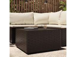 Mesa de Centro HARLANV1 com tampo quadrado de Vime Pe castanho (50x50x30 cm)