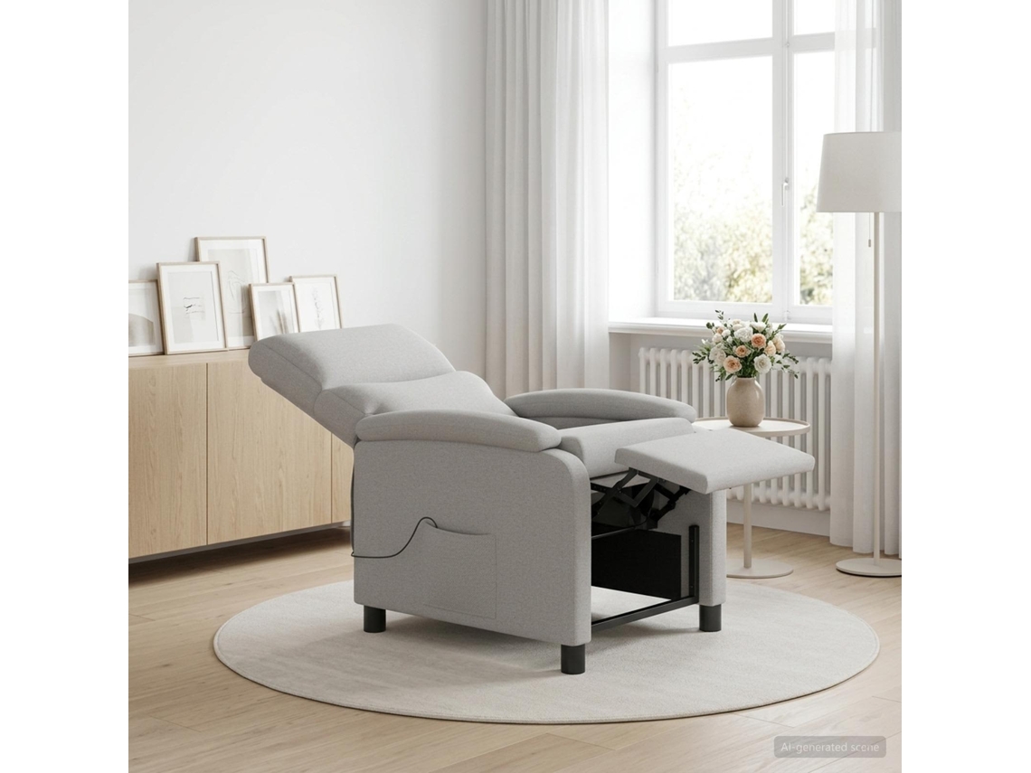 Vidaxl Recliner De Massagem Cinza Nuvem Tecido