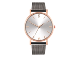 Reloj De Cuarzo De Pareja Con Correa De Malla, Estilo Simple, Blanco Y Oro Rosa Negro