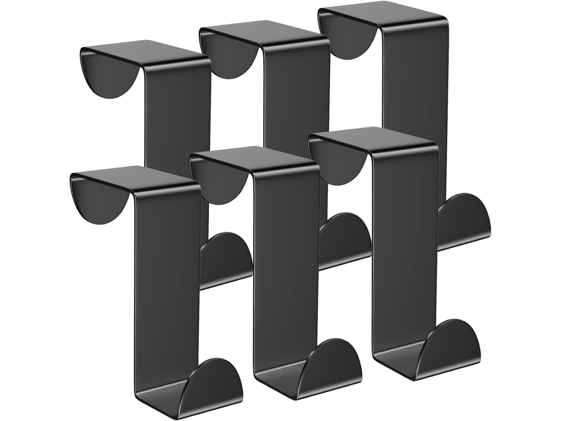Ganchos Pretos para Porta, Pacote com 6 Ganchos de Aço Inoxidável para Portas, Gavetas, Guarda, Roupas e Armários, Adequados para Cozinha BRILVIBERA