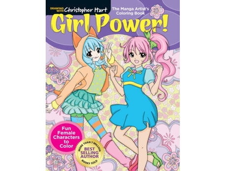Livro manga artist's coloring book: girl power! de christopher hart (inglês)