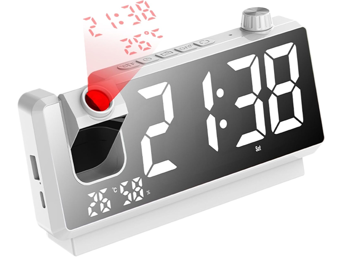 Despertador Com Projetor Digital Giratório De 180 Graus E Alarme |