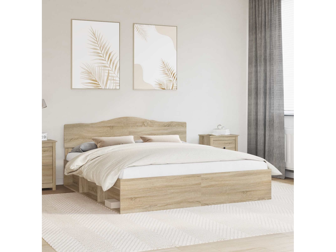 Vidaxl Estrutura da Cama com Cabeceira Sonoma 180 X 200 Cm