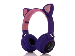 Fones De Ouvido Infantis Montados Na Cabeça, Fone De Ouvido Sem Fio, Luz Led De Orelha De Gato