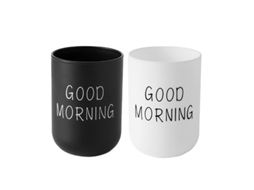 Conjunto 2 Copos Escova Dentes - Reutilizáveis - 300 Ml - Pp - Preto/branco