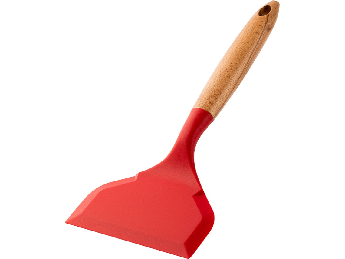 Colher de Silicone e Madeira com Borda Baixa e Espátula Antiaderente MDUG