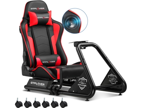 GTPLAYER Racing Simulator Cockpit com Assento para G25 G27 G29 G920 G923 T300 PS5 PS4 Xbox, Sem Volante, Caixa de Velocidades e Pedais Vermelho