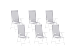 Conjunto De 6 Cadeiras De Jardim Beliani Catania De Alumínio Cinzento 54x65x103