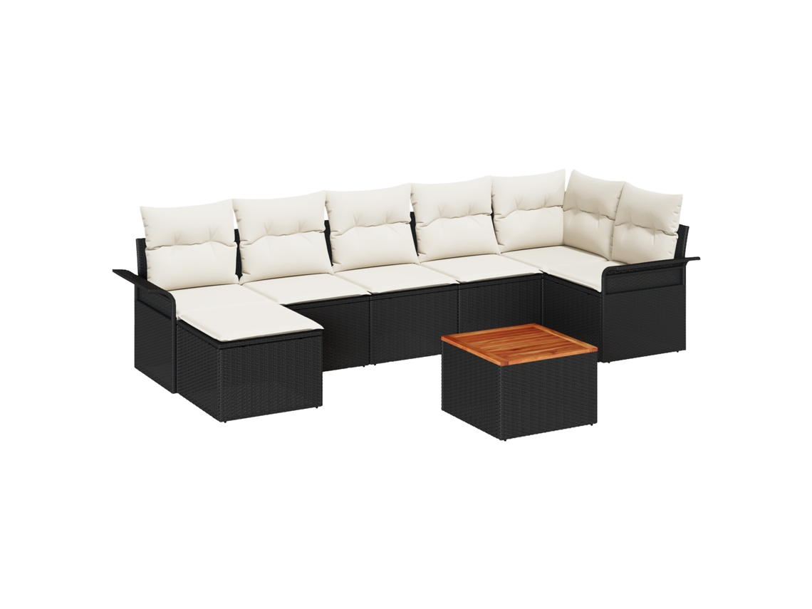 Conjunto 8 Conjunto De Sofá Modular Vidaxl Preto Vime Pe (297,5 X 132,5 X 69 Cm)