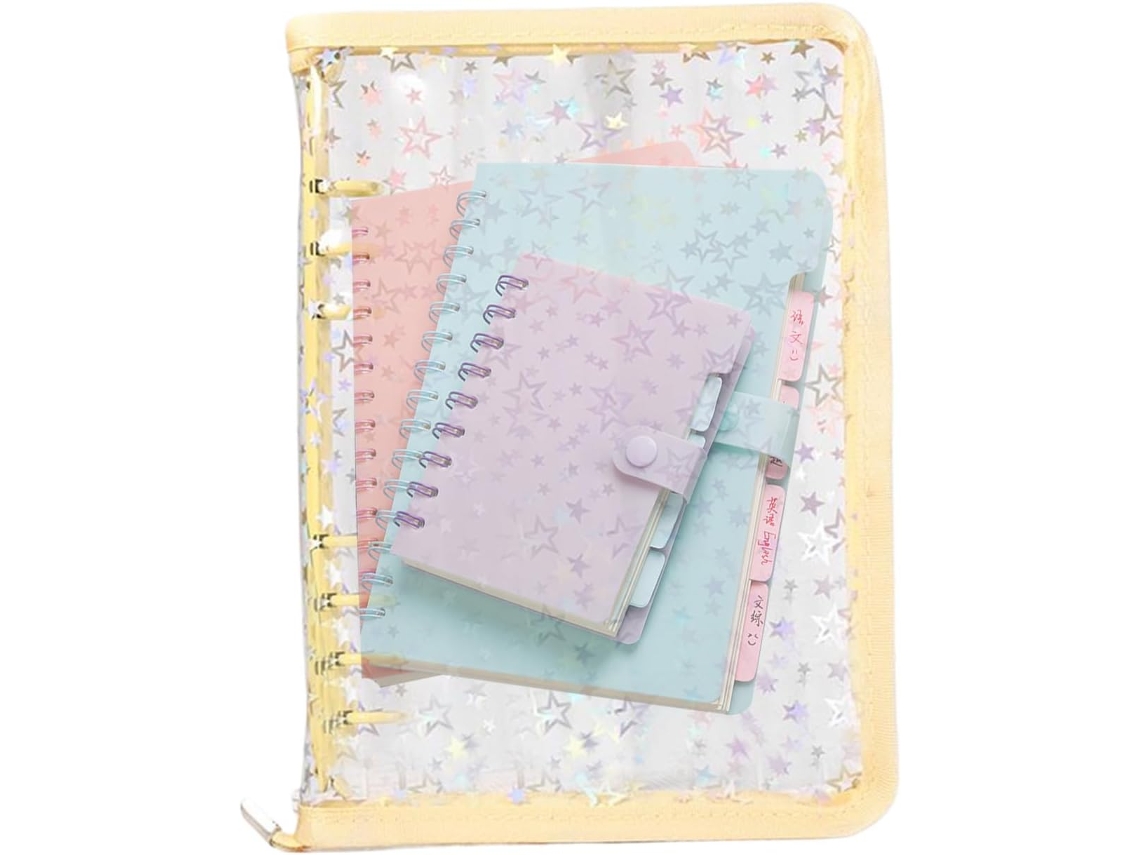 Pasta De Argolas Transparente Recarregável, Caderno De Armazenamento Reutilizável Com Adesivos, Caderno Com Vayotoy
