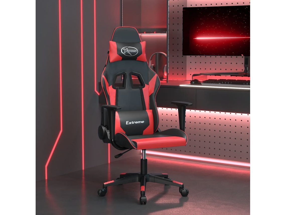 Vidaxl Cadeira Gaming Massagens Couro Artificial Preto E Vermelho
