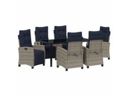 Maison Exclusive - Conjunto De Jantar Para Jardim 7 Pcs Cinzeto Vime Pe