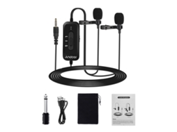Micrófono Lavalier Andoer Ad-m2 Pro Con Doble Micrófono Omnidireccional Para Smartphone Cámara Grabación
