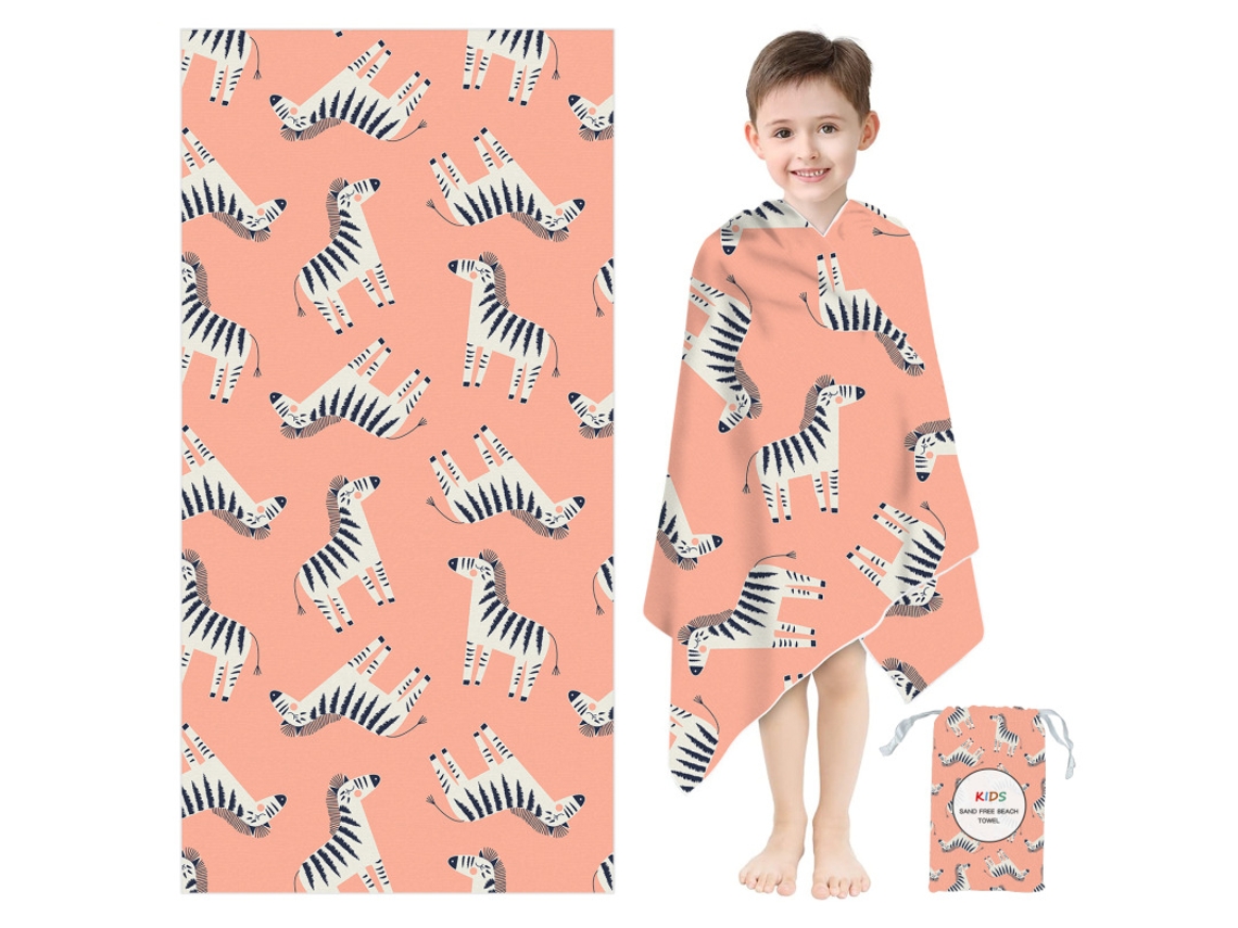 Toalha De Praia Infantil Secagem Rápida Absorvente Antiareiros, Leve E Versátil120×60cm zebraczhhmart